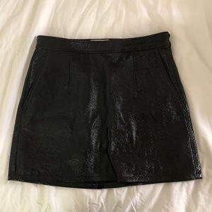 FRAME Real Patent Leather Skirt